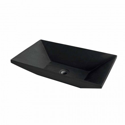 Lavabo da Appoggio Trapezoidale in Basalto Nero Wok Viadurini