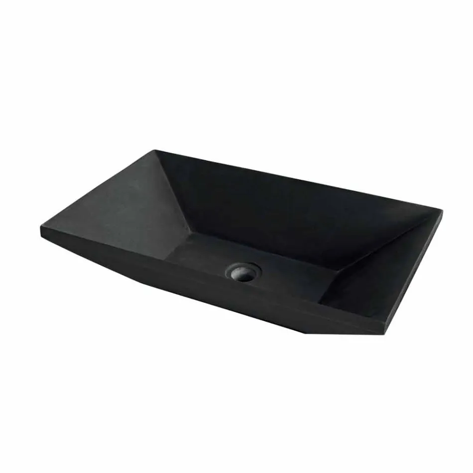 Lavabo da Appoggio Trapezoidale in Basalto Nero Wok Viadurini
