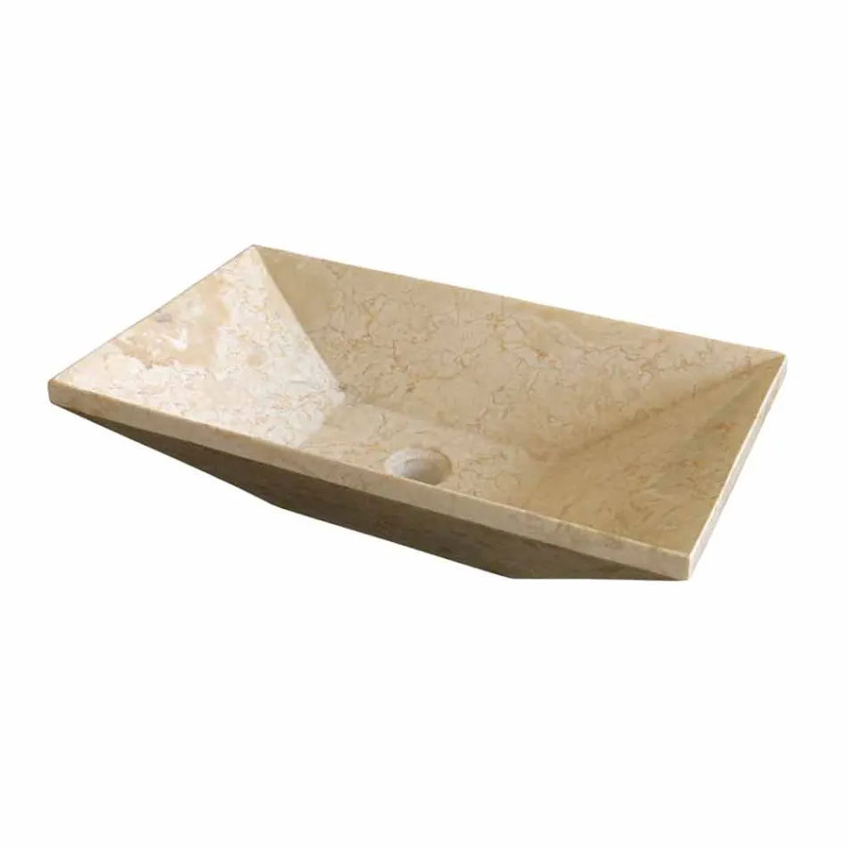 Lavabo da Appoggio Trapezoidale in Pietra Naturale Beige Wok Viadurini