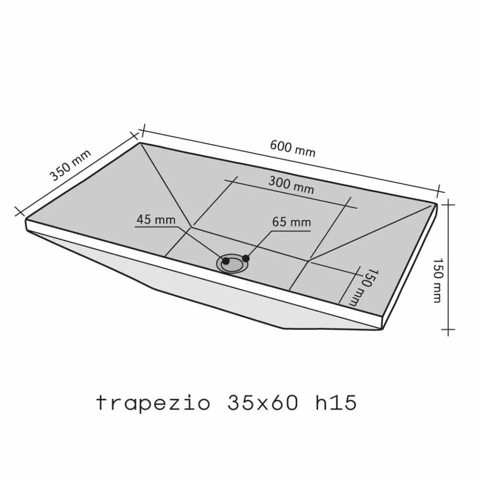 Lavabo da Appoggio Trapezoidale in Pietra Naturale Nero Wok Viadurini