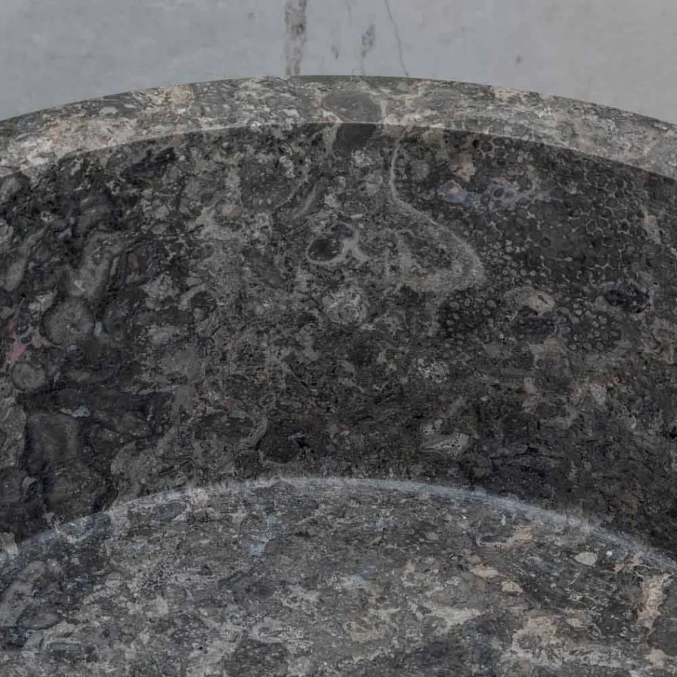 Lavabo da Bagno Cilindrico Freestanding in Marmo Grigio - Cremino Viadurini