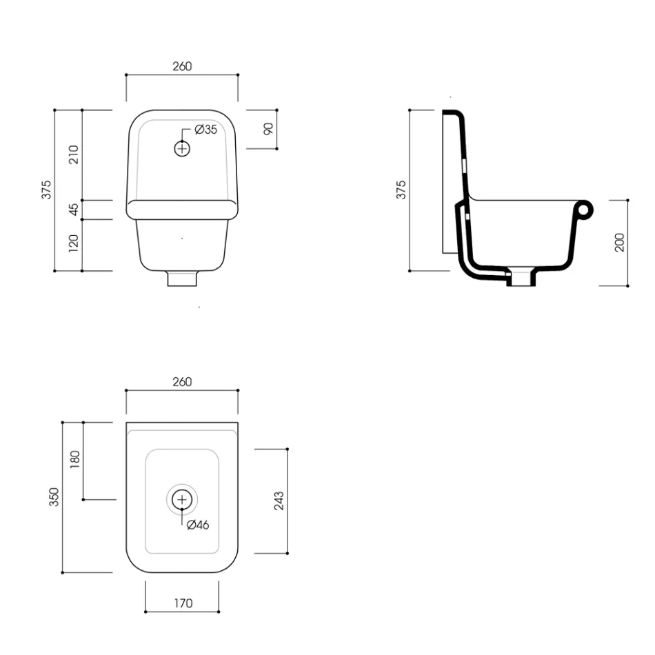 Lavabo da Bagno in Ceramica Bianca e Colorata 26 cm Stile Vintage - Jordan Viadurini