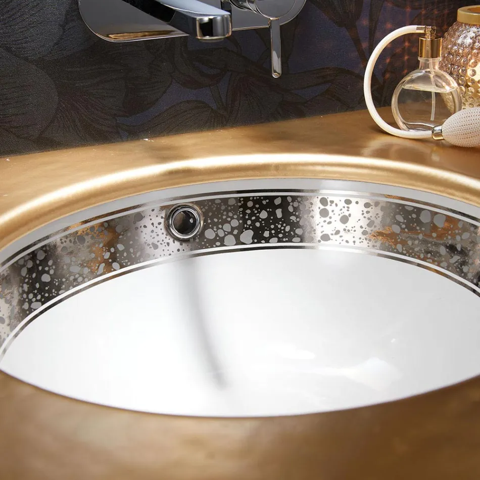 Lavabo da Bagno Incassato in Fire Clay Fuso a Mano Made in italy - Erioli Viadurini