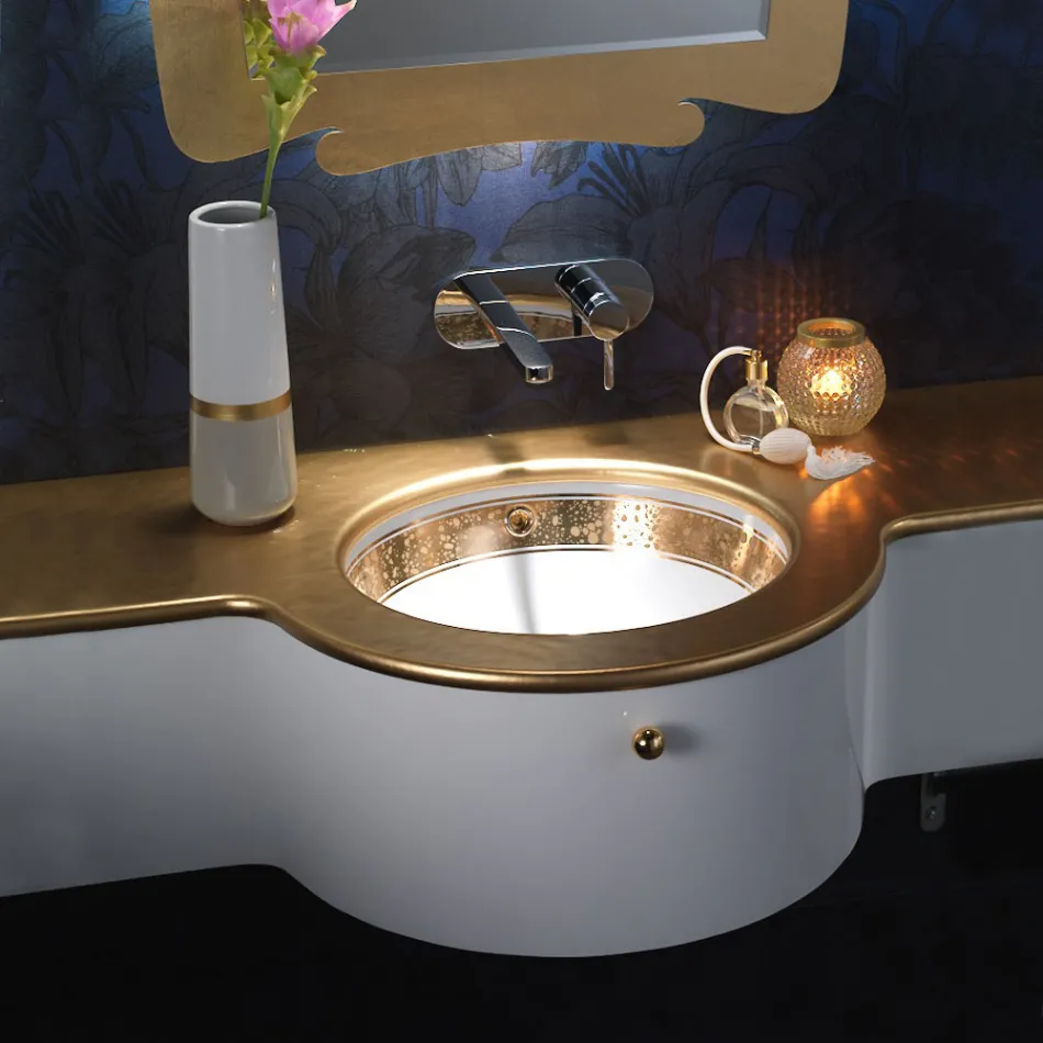 Lavabo da Bagno Incassato in Fire Clay Fuso a Mano Made in italy - Erioli Viadurini