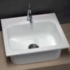 Lavabo da Incasso e Appoggio Moderno in Ceramica Colorata Vinovo Viadurini