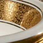 Lavabo da incasso tondo in fire clay e oro fatto in Italia, Otis Viadurini