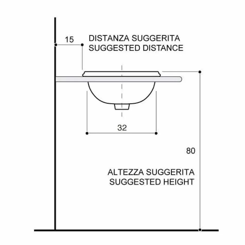 Lavabo da incasso tondo in fire clay e oro fatto in Italia, Otis Viadurini