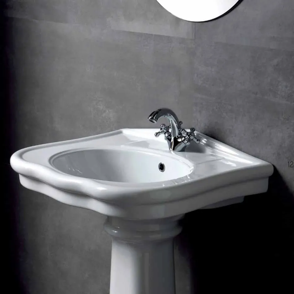 Lavabo da Parete o con Colonna in Ceramica L70cm Made in Italy Avise Viadurini