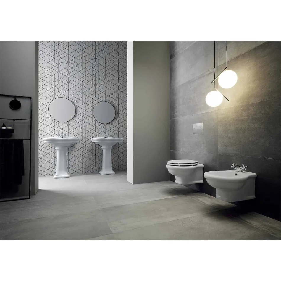 Lavabo da Parete o con Colonna in Ceramica L70cm Made in Italy Avise Viadurini