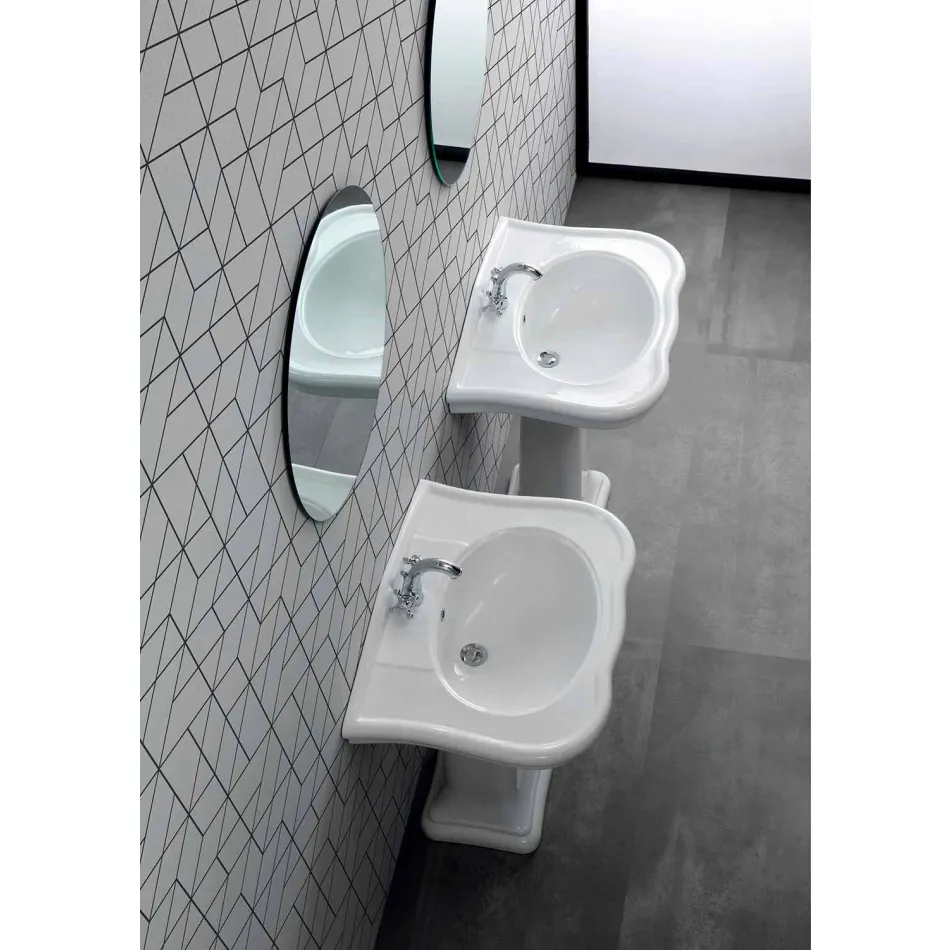 Lavabo da Parete o con Colonna in Ceramica L70cm Made in Italy Avise Viadurini