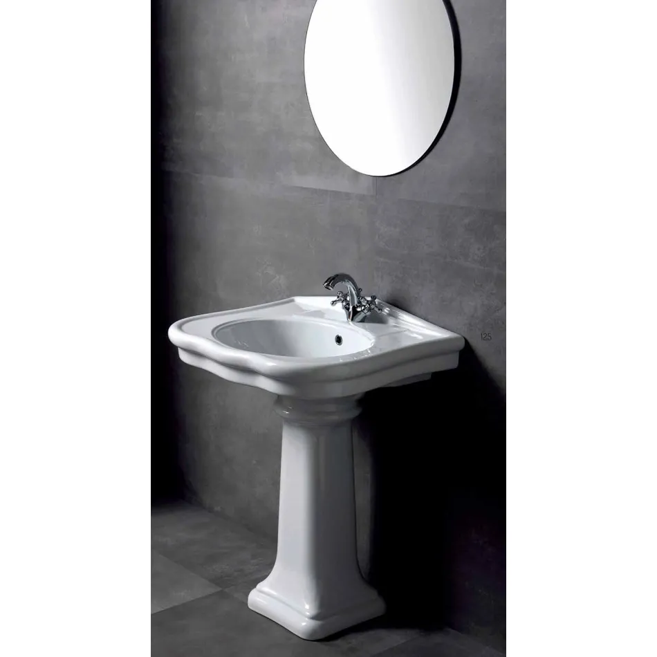 Lavabo da Parete o con Colonna in Ceramica L70cm Made in Italy Avise Viadurini