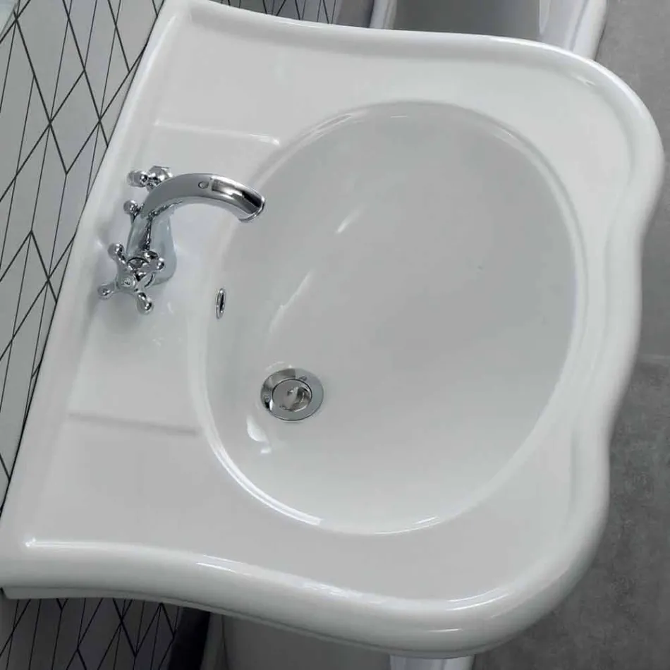 Lavabo da Parete o con Colonna in Ceramica L70cm Made in Italy Avise Viadurini