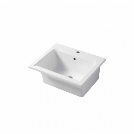 Lavabo Design Moderno da Appoggio e Incasso in Ceramica Satri Viadurini