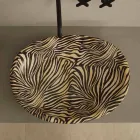 Lavabo di design da appoggio ceramica zebra arancio made Italy Glossy Viadurini