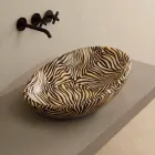 Lavabo di design da appoggio ceramica zebra arancio made Italy Glossy Viadurini