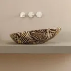 Lavabo di design da appoggio ceramica zebra arancio made Italy Glossy Viadurini