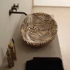 Lavabo di design da appoggio ceramica zebra arancio made Italy Glossy Viadurini