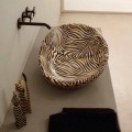 Lavabo di design da appoggio ceramica zebra arancio made Italy Glossy