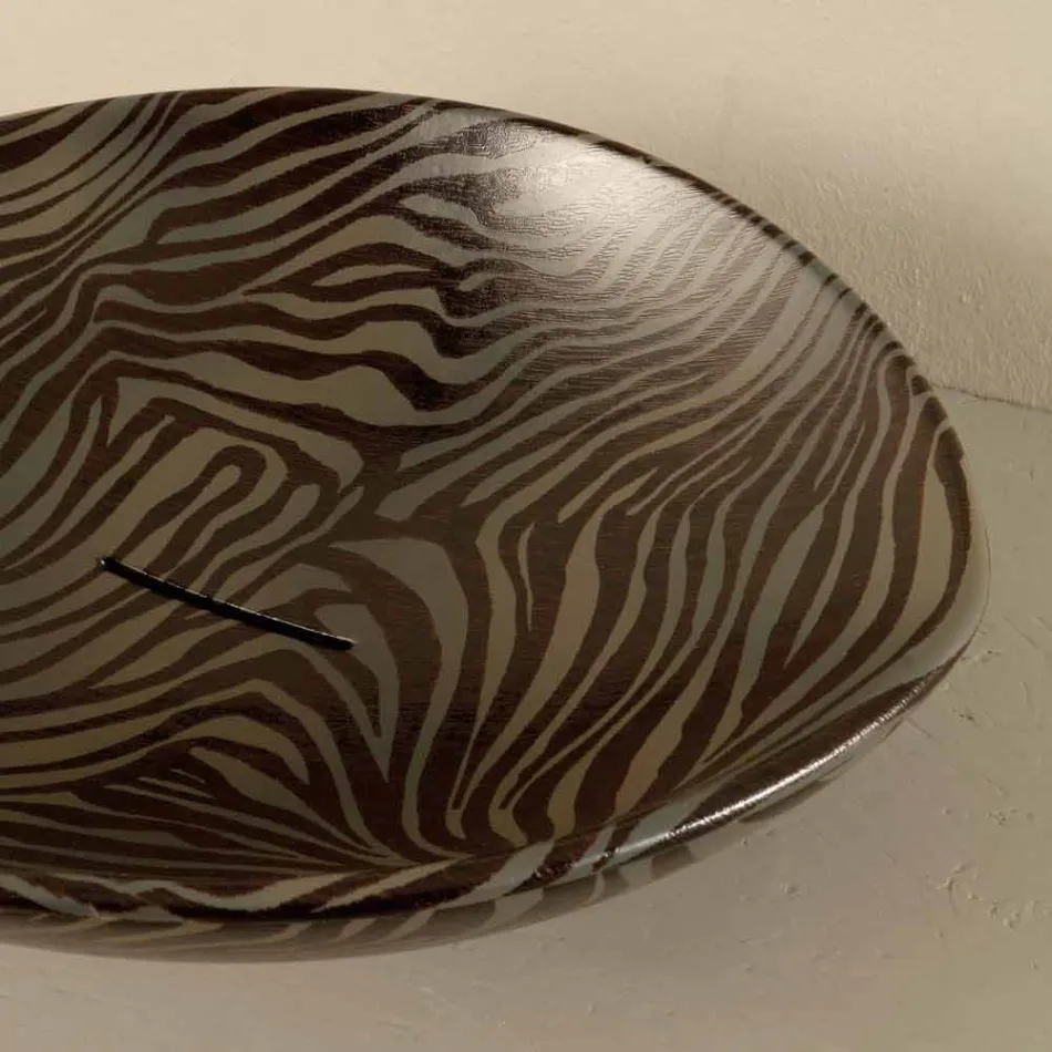 Lavabo di design da appoggio ceramica zebrata nero made Italy Animals Viadurini