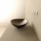 Lavabo di design da appoggio ceramica zebrata nero made Italy Animals Viadurini