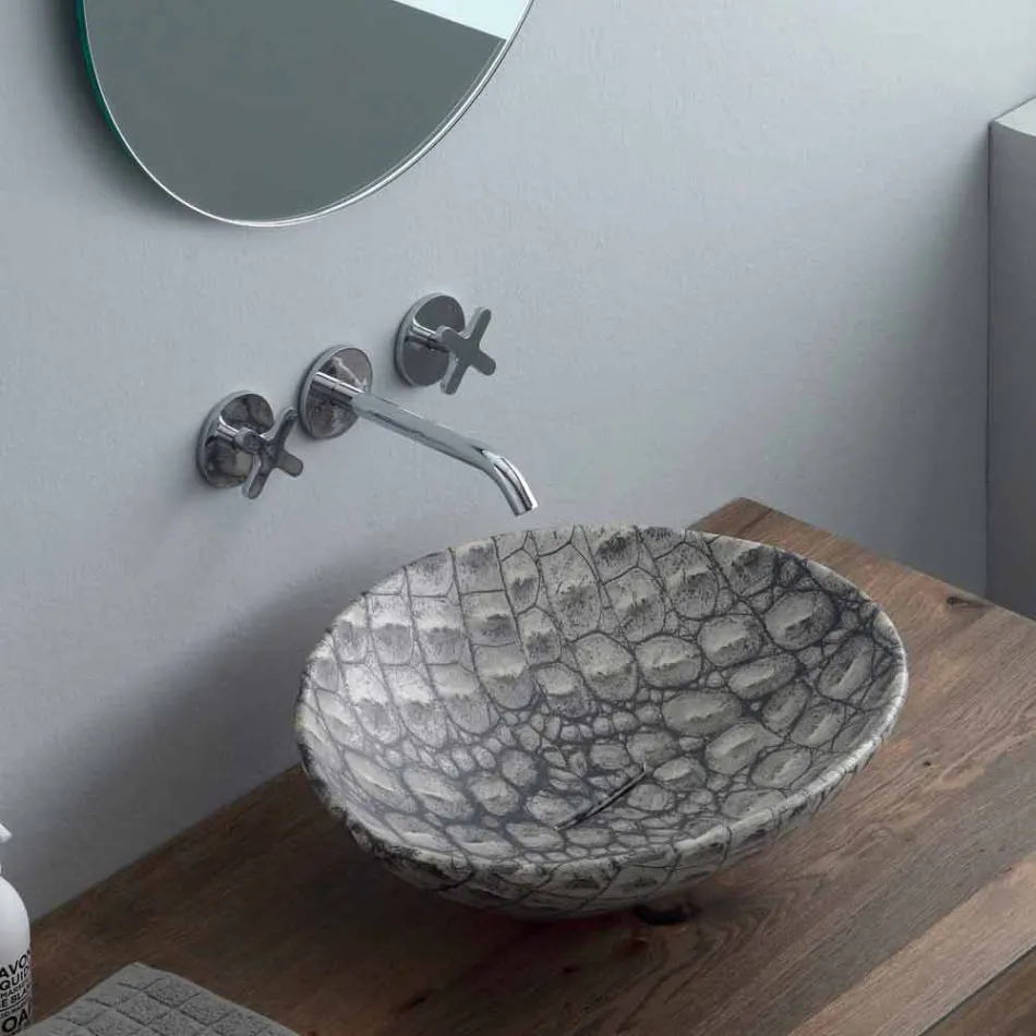 Lavabo di design da appoggio in ceramica cocco fatto in Italia Animals Viadurini