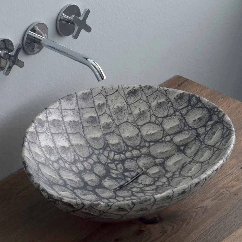 Lavabo di design da appoggio in ceramica cocco fatto in Italia Animals Viadurini