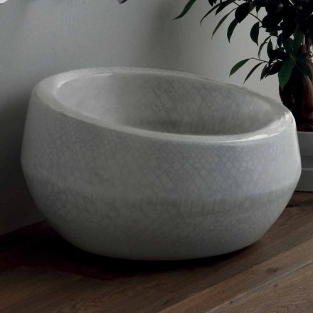 Lavabo di design da appoggio in ceramica pitonata made in Italy Elisa Viadurini