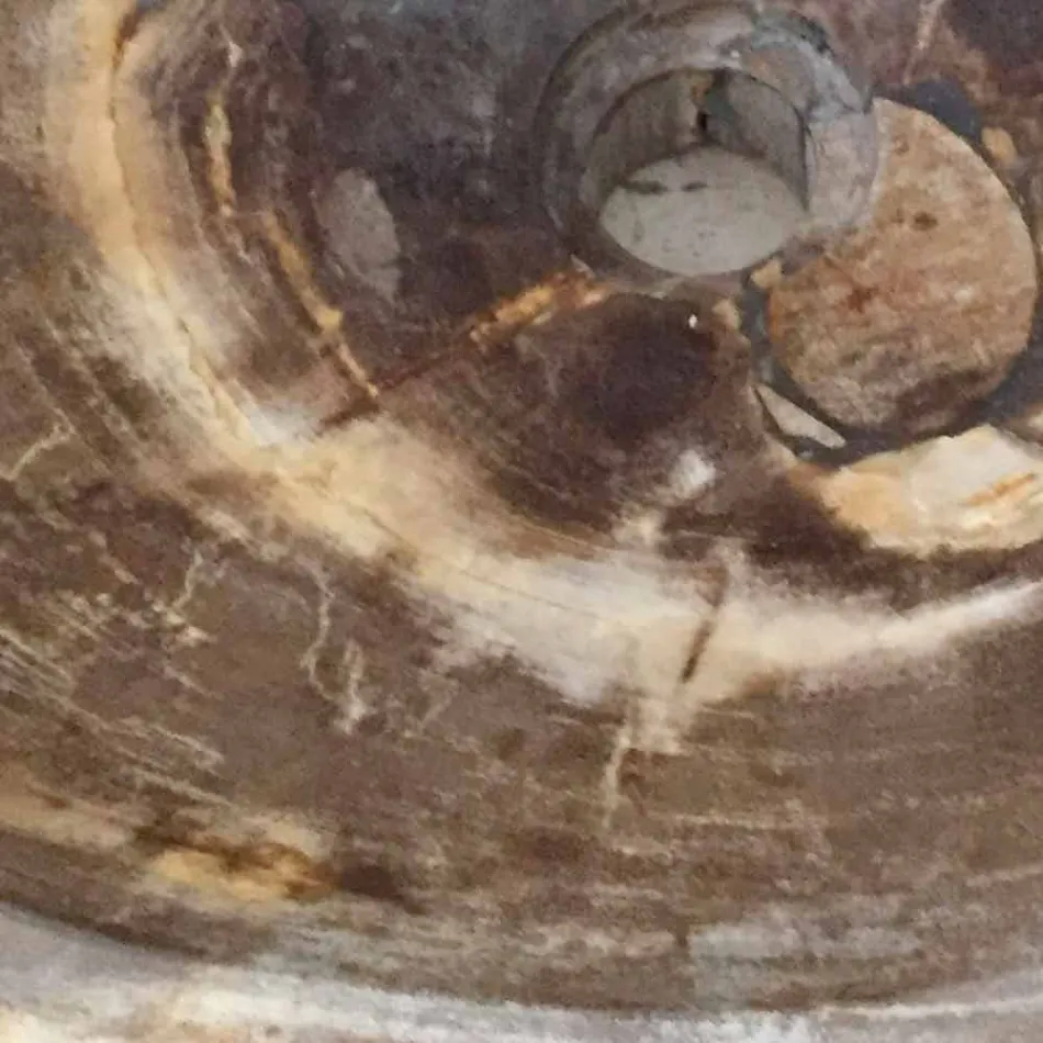 Lavabo di design da appoggio in legno fossile Star Big, fatto a mano Viadurini