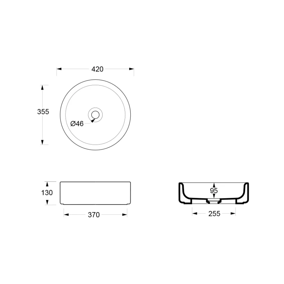 Lavabo Diametro 42 cm da Appoggio in Ceramica Made in Italy - Ragazza Viadurini