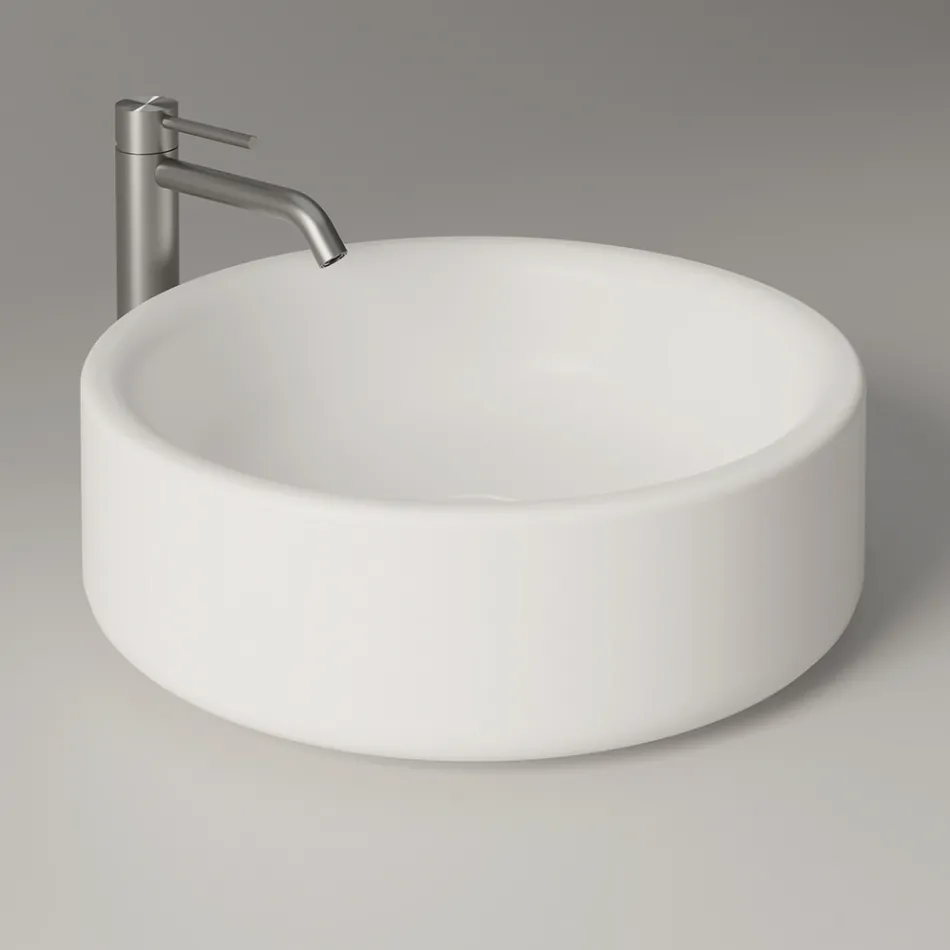 Lavabo Diametro 42 cm da Appoggio in Ceramica Made in Italy - Ragazza Viadurini