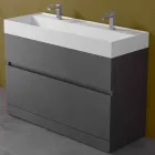 Lavabo Doppio con Mobile da Terra Design da Bagno Moderno in Laminato - Pompei Viadurini