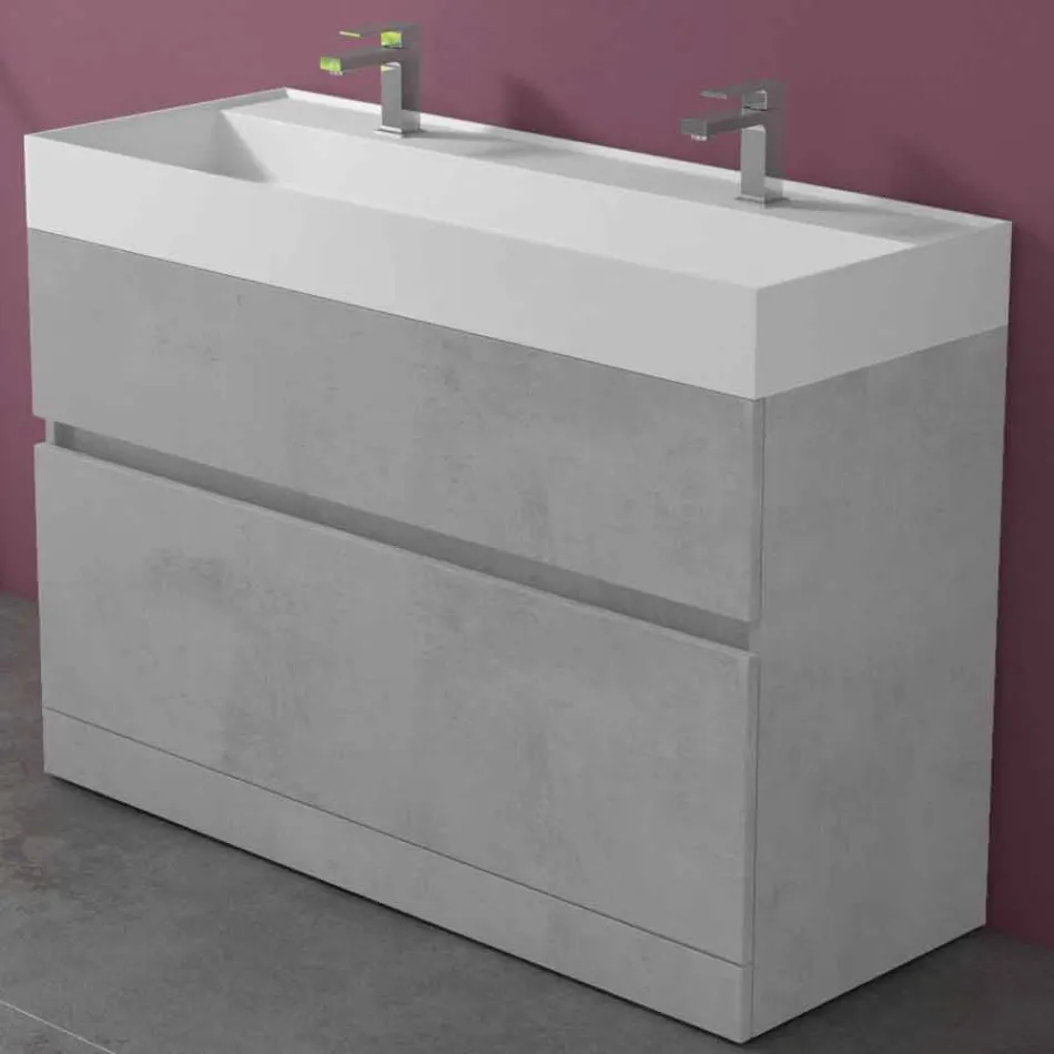 Lavabo Doppio con Mobile da Terra Design da Bagno Moderno in Laminato - Pompei Viadurini