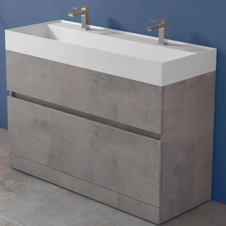 Lavabo Doppio con Mobile da Terra Design da Bagno Moderno in Laminato - Pompei Viadurini