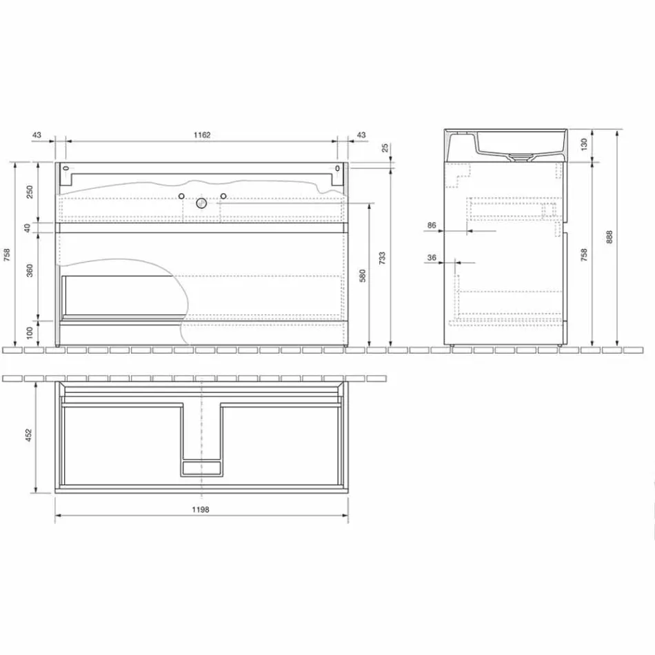Lavabo Doppio con Mobile da Terra Design da Bagno Moderno in Laminato - Pompei Viadurini