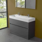 Lavabo Doppio con Mobile da Terra Design da Bagno Moderno in Laminato - Pompei Viadurini