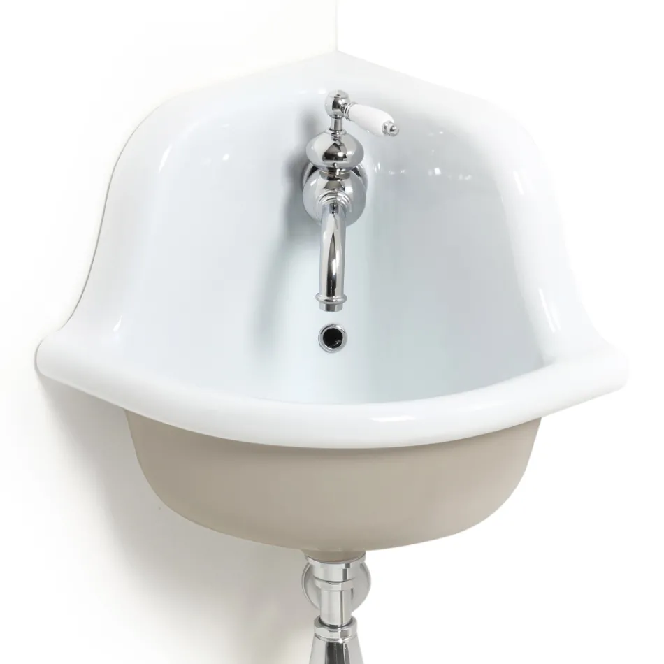 Lavabo Freestanding Angolare in Ceramica Colorata Moderno 42 cm - Angelino Viadurini