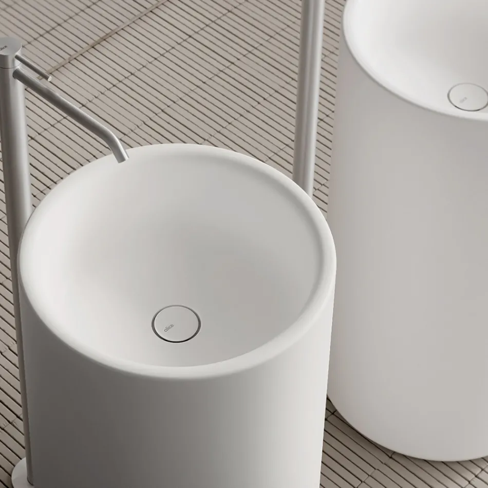 Lavabo Freestanding da Appoggio in Ceramica Made in Italy - Ragazza Viadurini