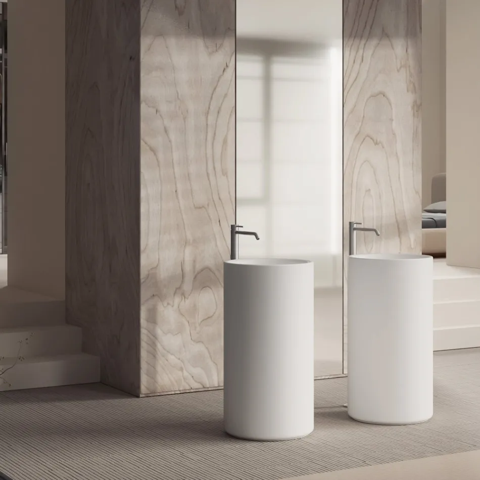 Lavabo Freestanding da Appoggio in Ceramica Made in Italy - Ragazza Viadurini