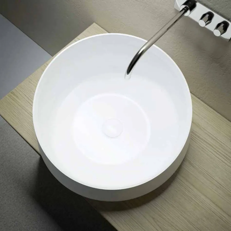 Lavabo freestanding da appoggio in Solid Surface fatto in Italia,Dongo Viadurini