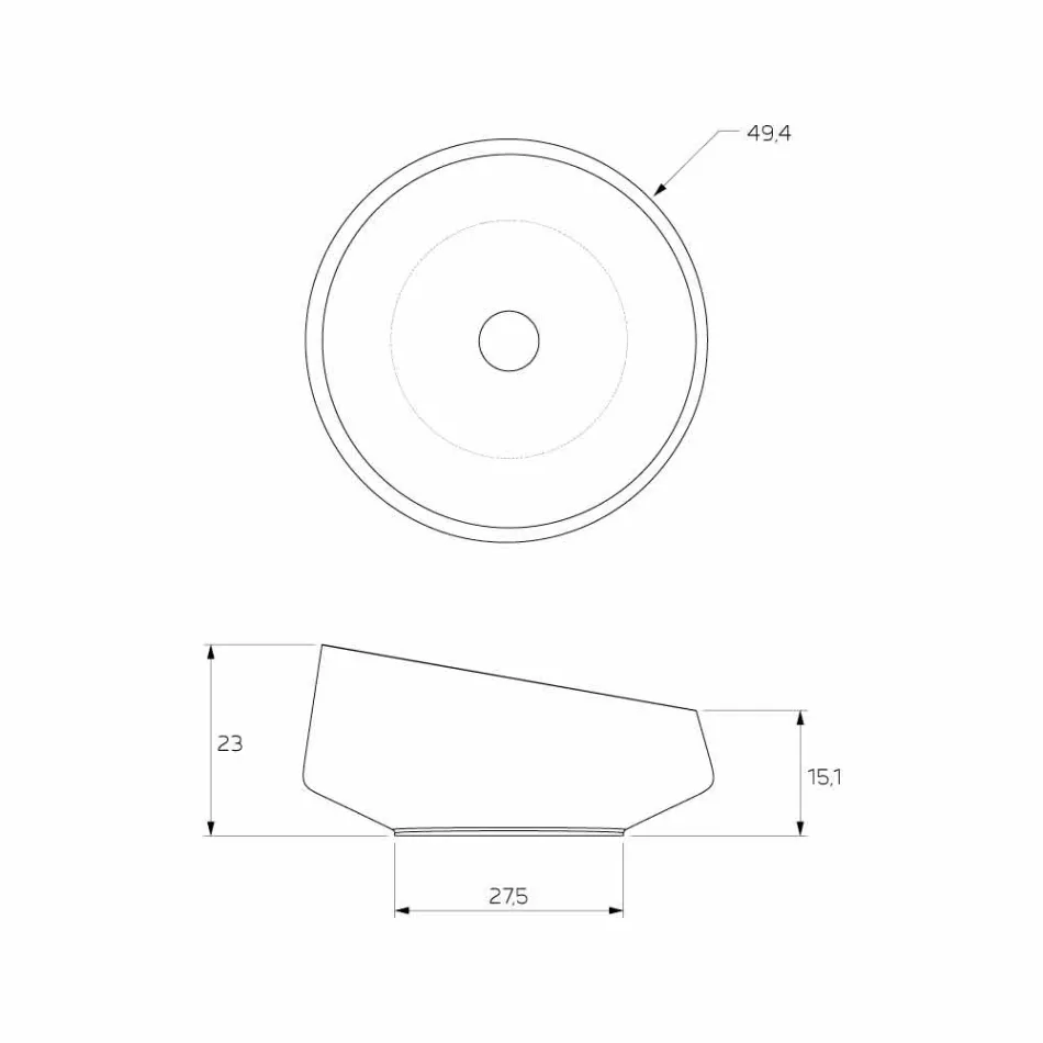 Lavabo freestanding da appoggio in Solid Surface fatto in Italia,Dongo Viadurini