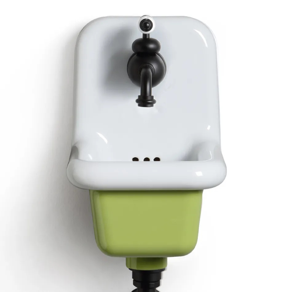 Lavabo Freestanding da Bagno in Ceramica Bianca e Colorata 26 cm - Jordan Viadurini