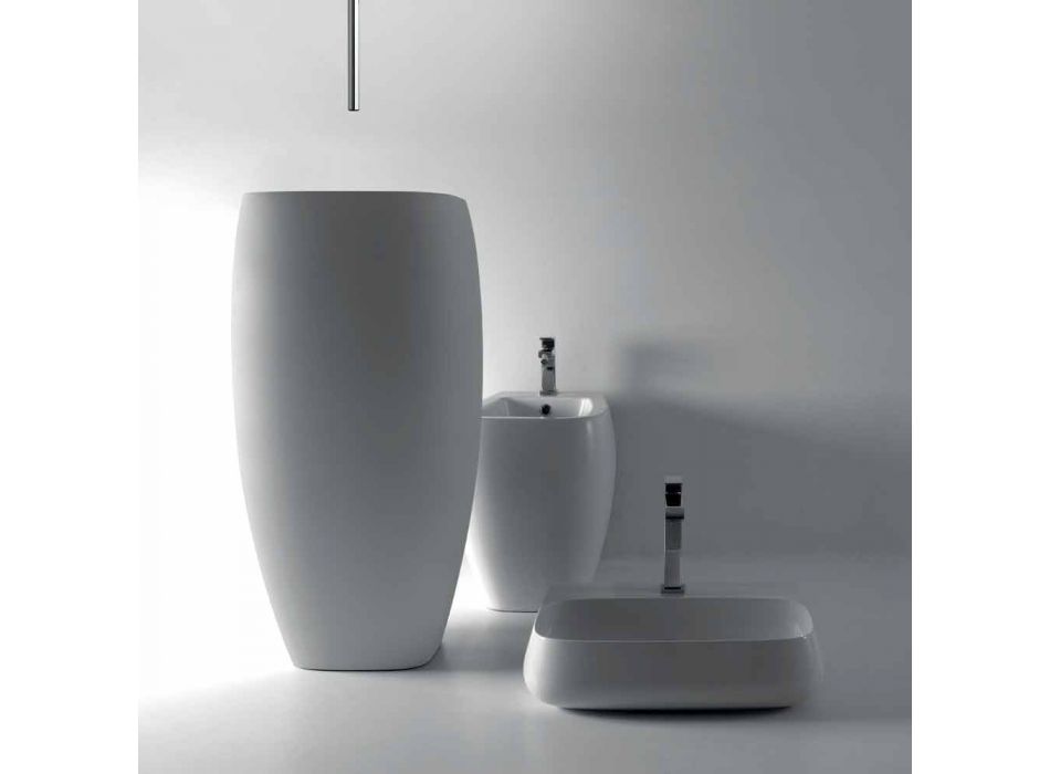 Lavabo freestanding in ceramica design moderno Gais, fatto in Italia Viadurini