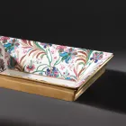 Lavabo Fuso a Mano in Fire Clay con Decori Colorati Made in italy - Aulente Viadurini