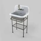 Lavabo in ceramica da muro con struttura completa di griglia Tom Viadurini
