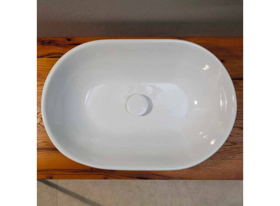 Lavabo in ceramica di design moderno da appoggio made in Italy Viadurini