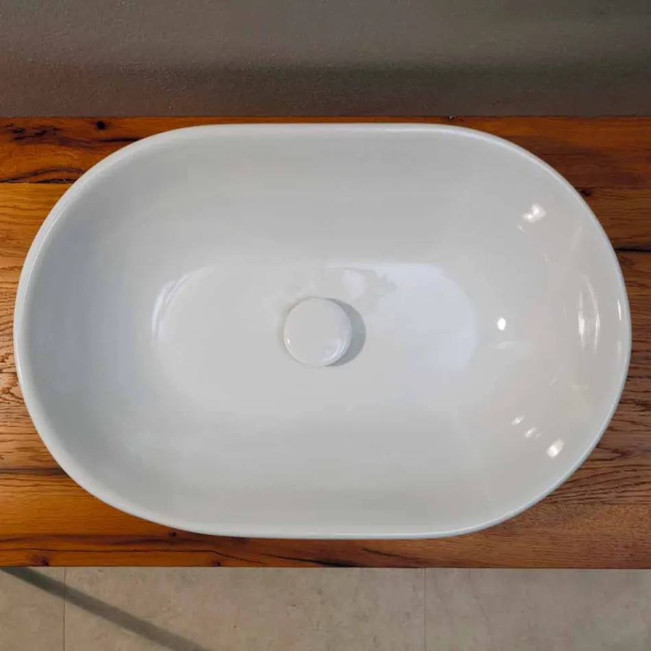 Lavabo in ceramica di design moderno da appoggio made in Italy Viadurini