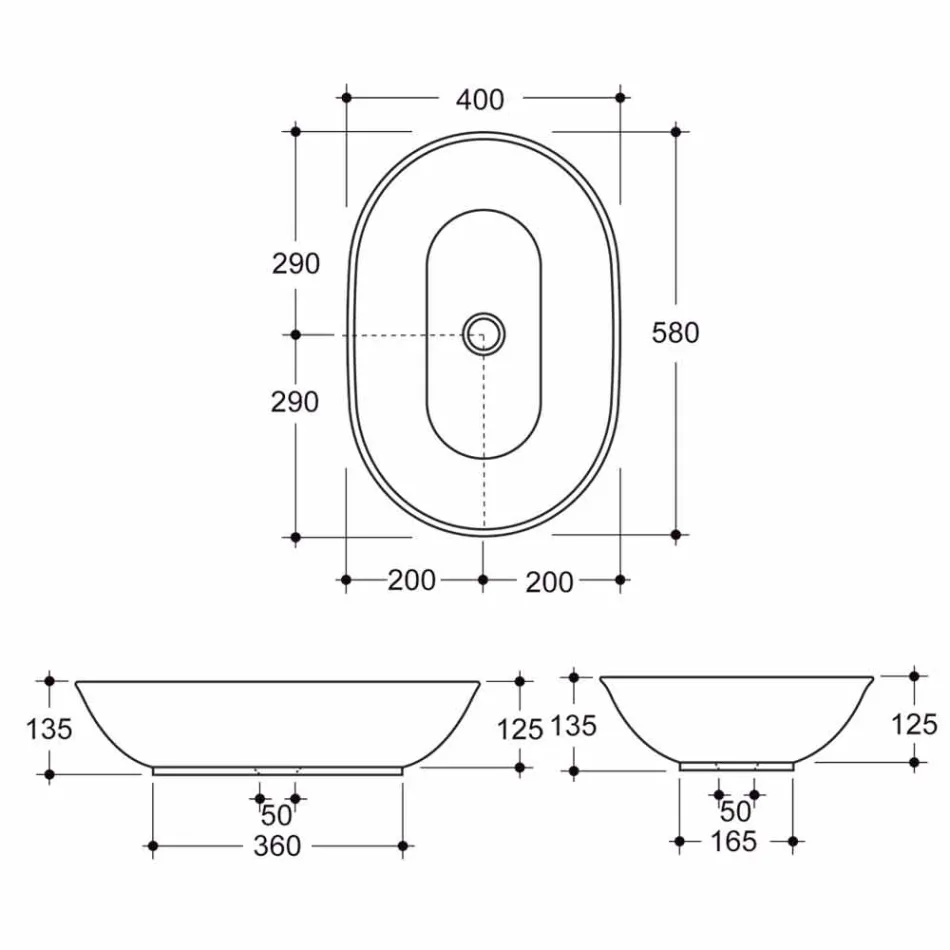 Lavabo in ceramica di design moderno da appoggio made in Italy Viadurini