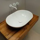 Lavabo in ceramica di design moderno da appoggio made in Italy Viadurini