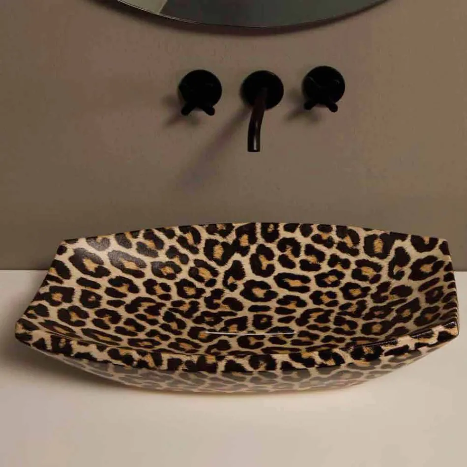 Lavabo in ceramica ghepardo da appoggio di design made in Italy Laura Viadurini