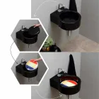 Lavabo in ceramica nero da appoggio/sospensione fatto in Italia Tor Viadurini
